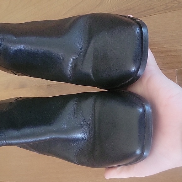 Angel Alarcon Leather Black Square Toe Chunky Heel Quilted Back boots Size 39 - Picture 7 of 11